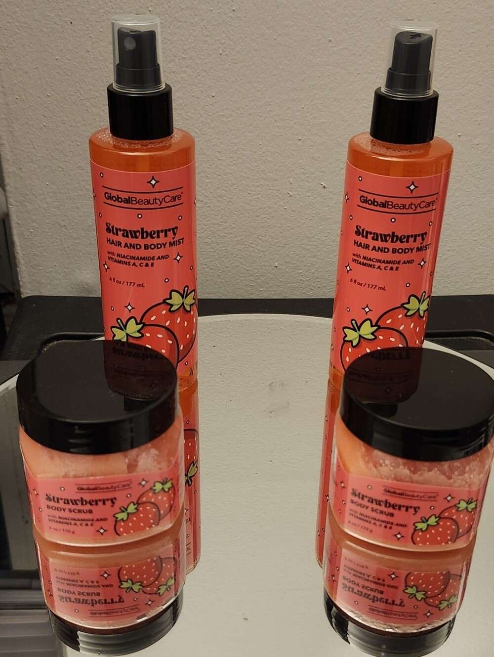 GlobalBeautyCare Strawberry Hair & Body Mist and Scrub - Pink